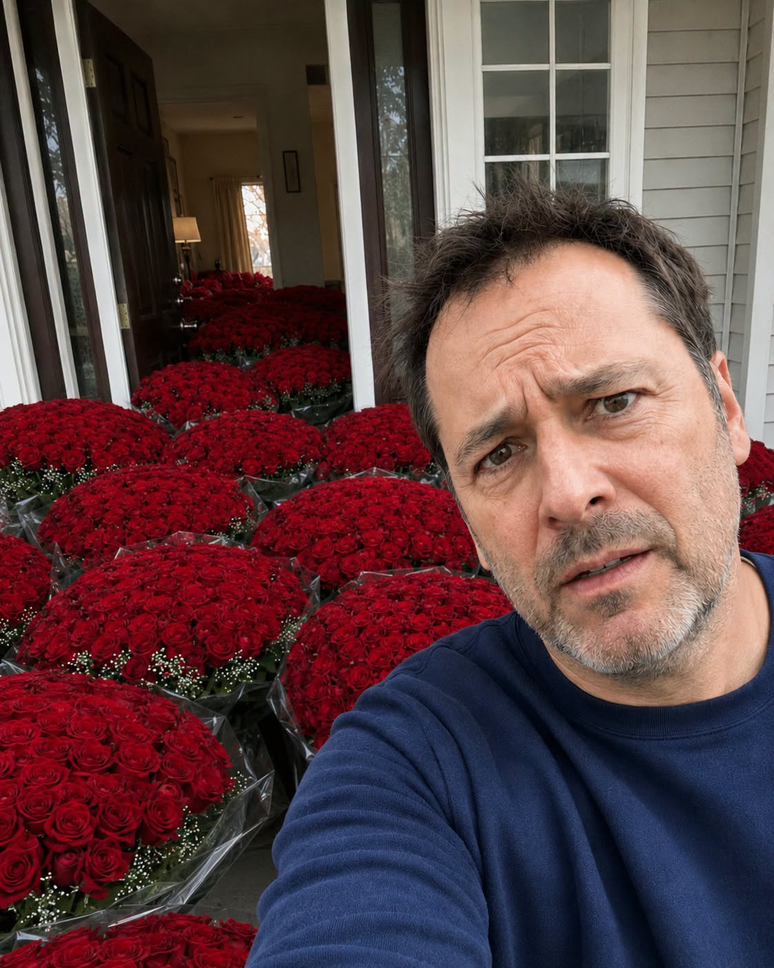 La mañana de mi cumpleaños encontré cien rosas rojas frente a mi puerta… El mensaje de la tarjeta hizo que llamara inmediatamente a la policía