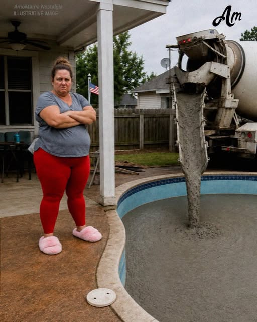 Mi vecina llenó mi piscina de cemento porque mis hijos eran “demasiado ruidosos”; nunca esperó lo que sucedió después.
