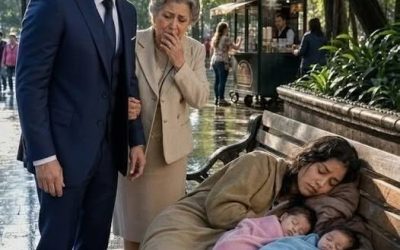 El millonario vio a su ex dormida en una banca con 3 bebés… y su madre confesó el secreto que le arruinó la vida
