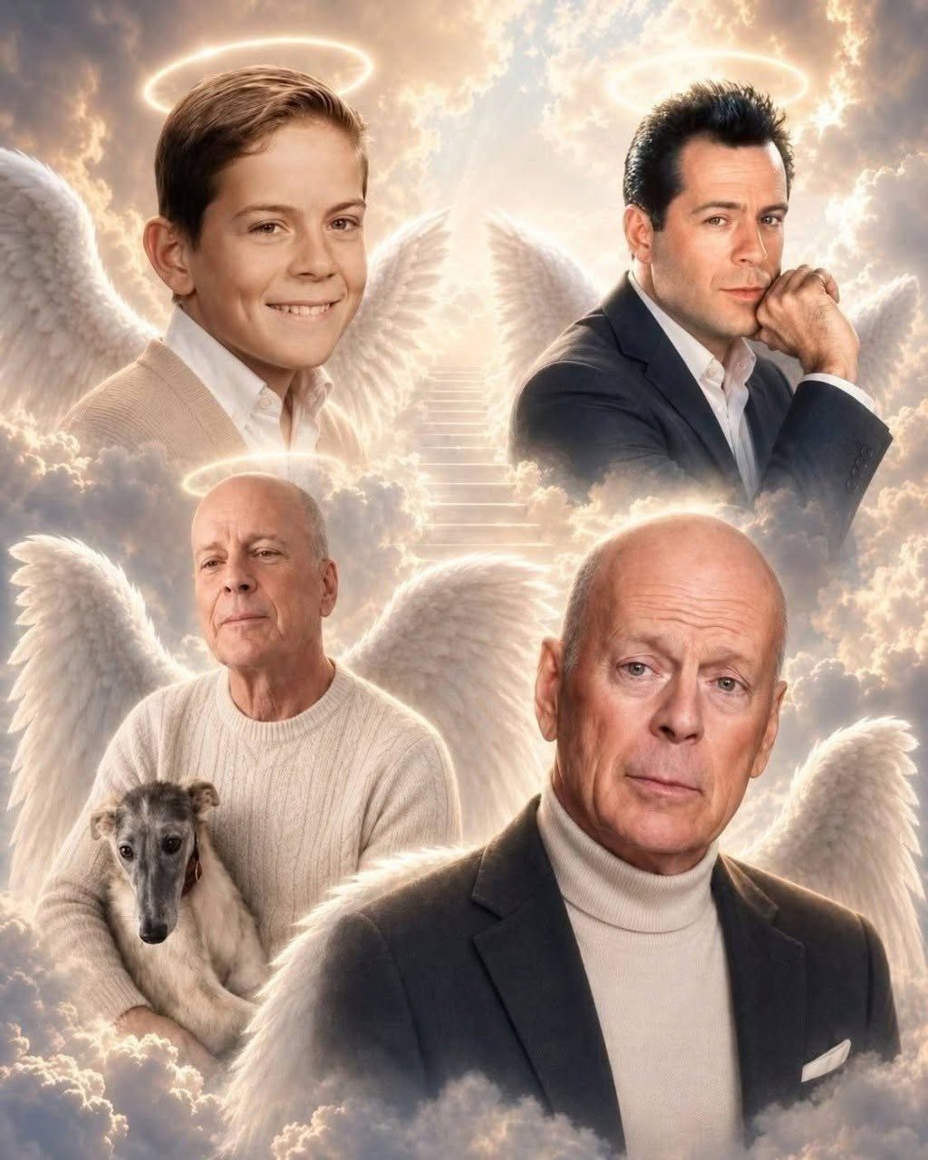 Adiós a una leyenda: Bruce WillisBruce Willis  En 2023 le diagnosticaron demencia frontotemporal (una afección que a menudo comienza con afasia progresiva primaria), lo que provocó su retiro de la actuación.  El sentimiento que expresaste, sin embargo, es un hermoso homenaje a su legado y al impacto que ha tenido. Aquí tienes una versión revisada que honra su trayectoria actual:  Homenaje a una leyenda: Bruce Willis
