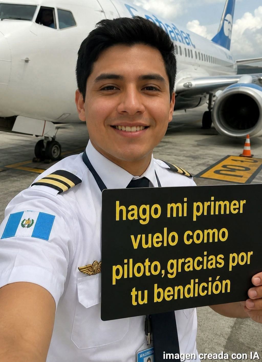 «HAGO MI PRIMER VUELO COMO PILOTO, GRACIAS POR TU BENDICIÓN»